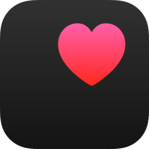 apple health corazon rojo sobre fondo negro