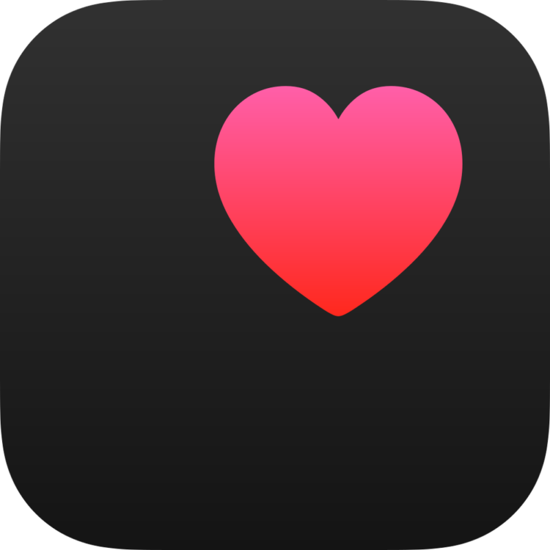 apple health corazon rojo sobre fondo negro