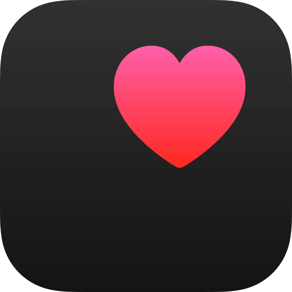 apple health corazon rojo sobre fondo negro